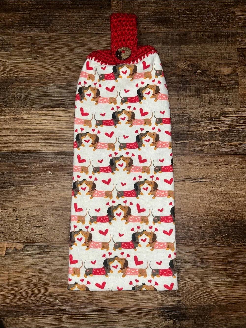 Dachshund Heart Valentines Hanging Kitchen Towel
